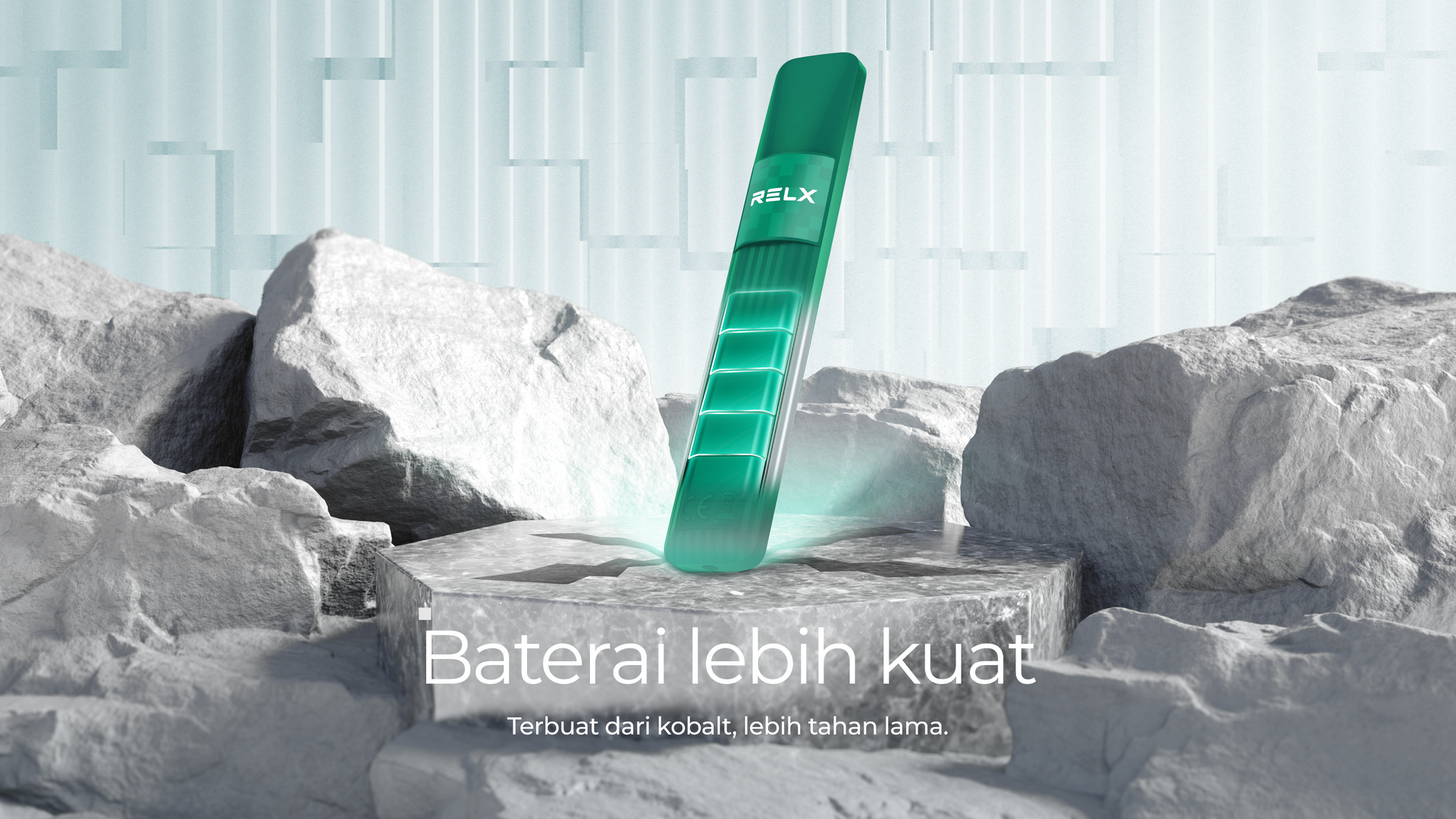 RELX Pixel warna hijau dengan rasa pod Ludou Ice.