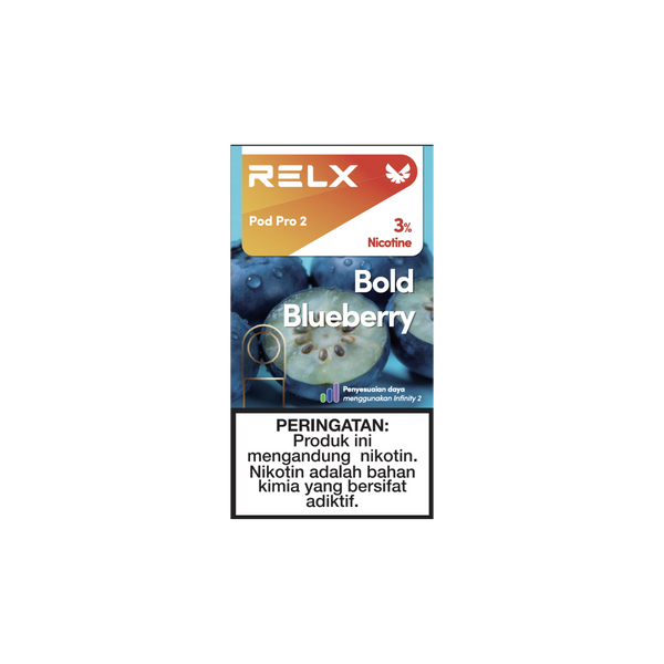RELX Indonesia E-cigrette Vape Pod Pro2 Bold Blueberry Flavor Flavour 3% Nicotine Best E-cigarette Brands Cartridge 1.9ml E-liquid 🫐
