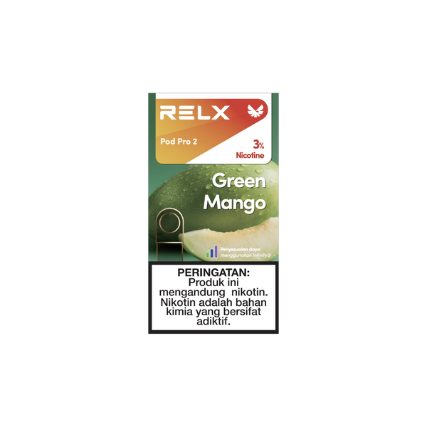 RELX Indonesia E-cigrette Vape Pod Pro2 Green Mango Flavor Flavour 3% Nicotine Best E-cigarette Brands Cartridge 1.9ml E-liquid 🥭
