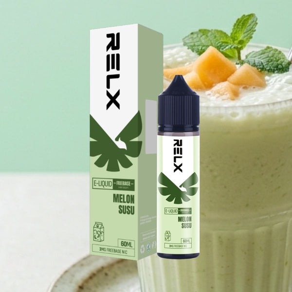 Shop RELX IDN Vape E-liquid Melon Susu Order for Great Vaping Freebase 60mL 3mg Nicotine Most Popular E-cigarette Flavour Price Rp145000 Indonesia's Premier E-cig Product
