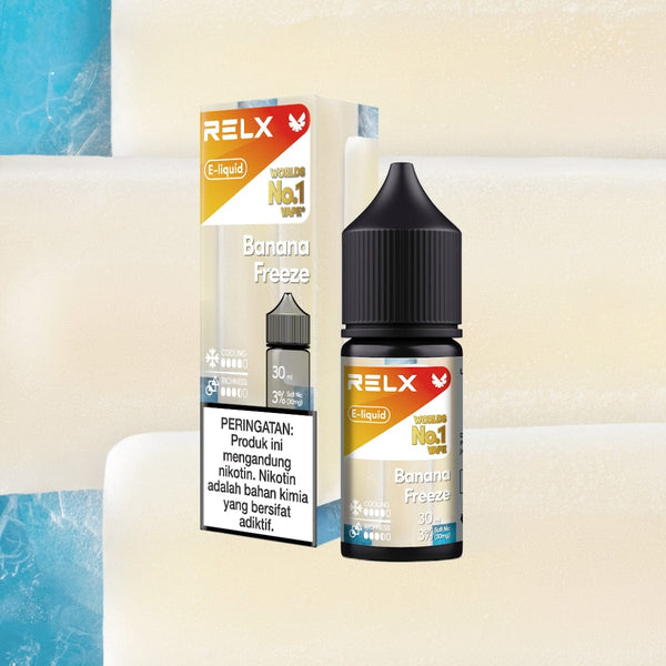  RELX IDN Disposable Vape E-liquid Banana Freeze Price Rp 110000 3% Nicotine Indonesia's Premier E-cig Product  🍌
