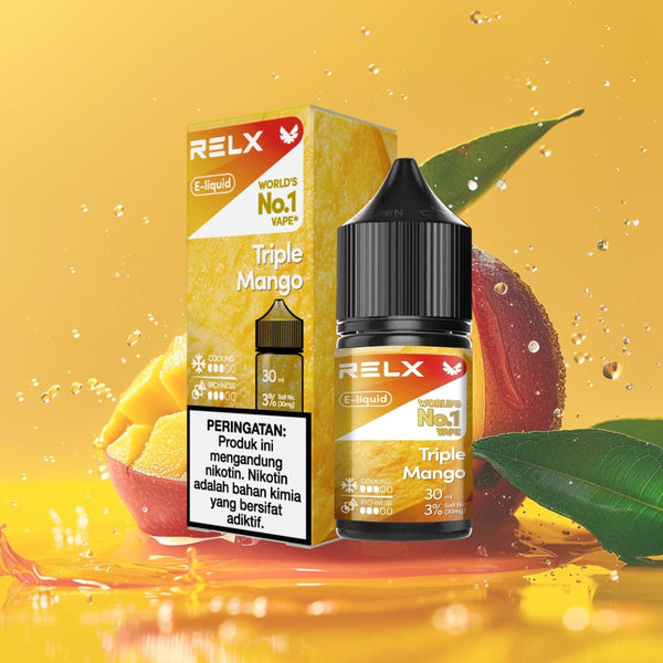  RELX IDN Disposable Vape E-liquid Triple Mango Price Rp 110000 3% Nicotine Indonesia's Premier E-cig Product  🥭
