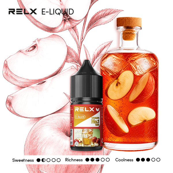  RELX IDN Disposable Vape E-liquid Apple_Fruit_Tea Price Rp 110000 3% Nicotine Indonesia's Premier E-cig Product  

