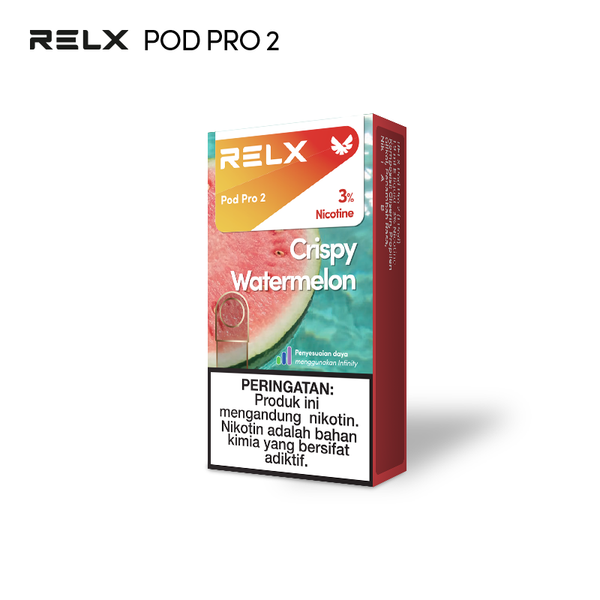 RELX Indonesia E-cigrette Vape Pod Pro2 Crispy Watermelon Flavor Flavour 3% Nicotine Best E-cigarette Brands Cartridge 1.9ml E-liquid 🍉
