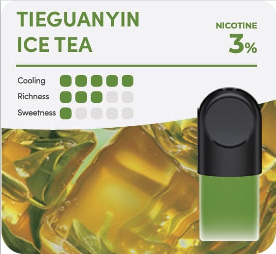 Shop RELX IDN Vape Pod Pod Pro2 Tieguanyin Ice Tea Price Rp 82000 3% Nicotine 1.9ml E-liquid No.1 E-cig in Indonesia 🫖
